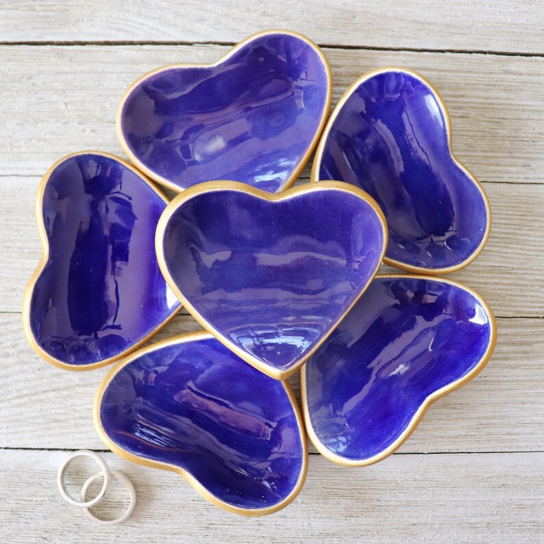 Heart Ring Holder, Ring Dish, Dark Blue, Bridesmaid Gift or Housewarming Gift, Gift Boxed, IN STOCK image 3