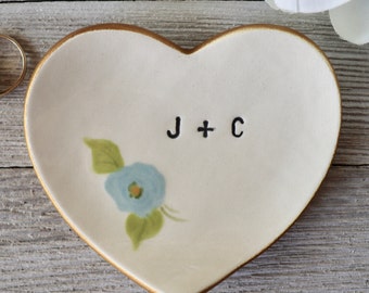 Ring Holder, Personalized Heart, Ring Dish, Bridal Shower Gift, Wedding Anniversary Gift for Her