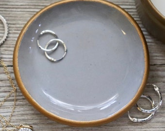 Ring Dish, Ring Holder, Grey, Gold, Stone Grey, Bridesmaid Proposal, Gift for Her