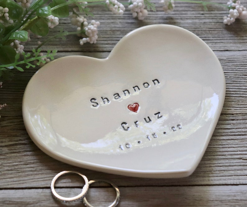 Wedding Ring Dish, Personalized, Wedding Gift, Engagement Gift, Heart, Bridal Shower Gift, Engagement, Anniversary Gift image 2