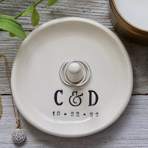 Bridal Shower Gift for Bride, Ring Dish Personalized, Engagement Gift, Wedding Gift, Ring Cone Ring Holder, Gay Wedding Gift image 1