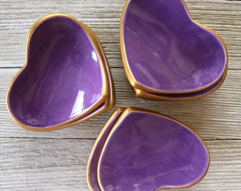 Ring Holder, Heart, Ring Dish, Purple Party Favor, Gift for Her, Gift Boxed