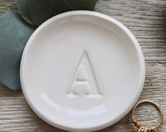 Ring Holder, Ring Dish, Monogram, Jewelry Dish, Custom Initial Tray, Small, Bridesmaid Gift, Engagement Gift, Made to Order