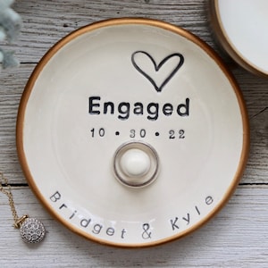 Engagement Ring Dish, Engagement Gift, Personalized, Engagement Ring Holder, Ring Cone, Jewelry Dish, Gift for Couple