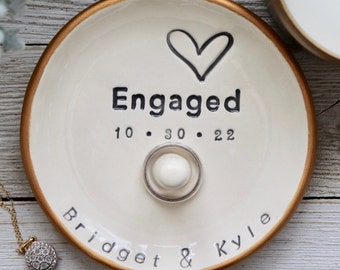 Engagement Ring Dish, Engagement Gift, Personalized, Engagement Ring Holder, Ring Cone, Jewelry Dish, Gift for Couple