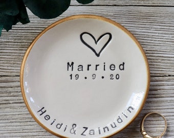 Personalized Wedding Ring Dish, Custom Jewelry Holder, Gift for Couple