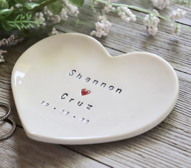 Wedding Ring Dish, Personalized, Wedding Gift, Engagement Gift, Heart, Bridal Shower Gift, Engagement, Anniversary Gift image 5