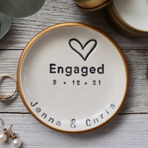 Engagement Gift, Ring Dish, Ring Holder, Personalized, Engagement Ring Dish, Bride To Be, Gift for Her image 1