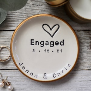 Engagement Gift, Ring Dish, Ring Holder, Personalized, Engagement Ring Dish, Bride To Be, Gift for Her image 1