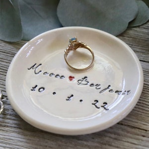 Ring Dish Personalized, Ceramic Ring Holder, Engagement Gift, Wedding Gift for Son, Wedding Gift for Daughter image 6