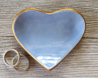 Heart, Engagement Party Favor, Ring Holder, Ring Dish, Light Blue, Baby Shower Guest Gift or Bridesmaid Gift