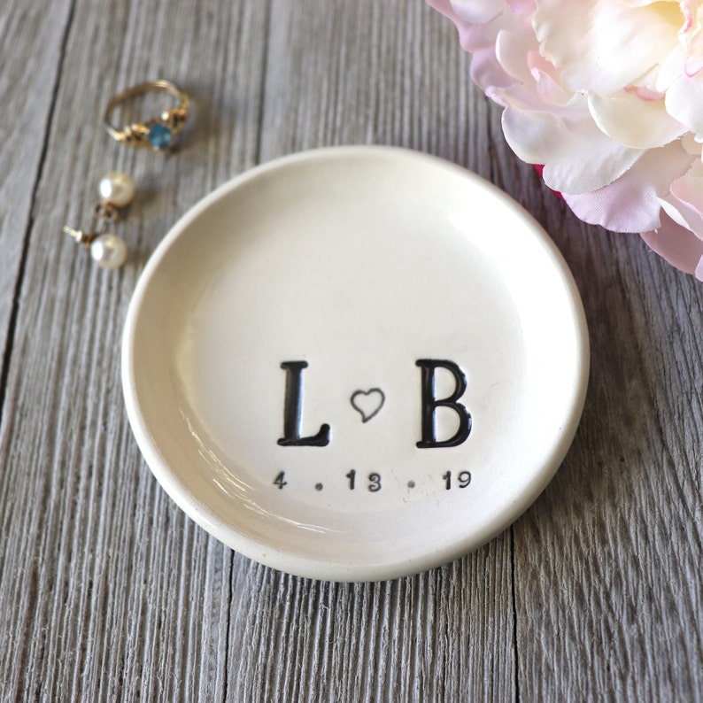 Wedding Ring Dish, Ring Holder, Engagement Gift, Bridal Shower Gift, Unique Engagement Gift, Ring Dish, Personalized Gift, Monogram Dish image 8