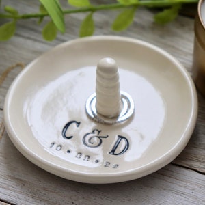Bridal Shower Gift for Bride, Ring Dish Personalized, Engagement Gift, Wedding Gift, Ring Cone Ring Holder, Gay Wedding Gift image 2