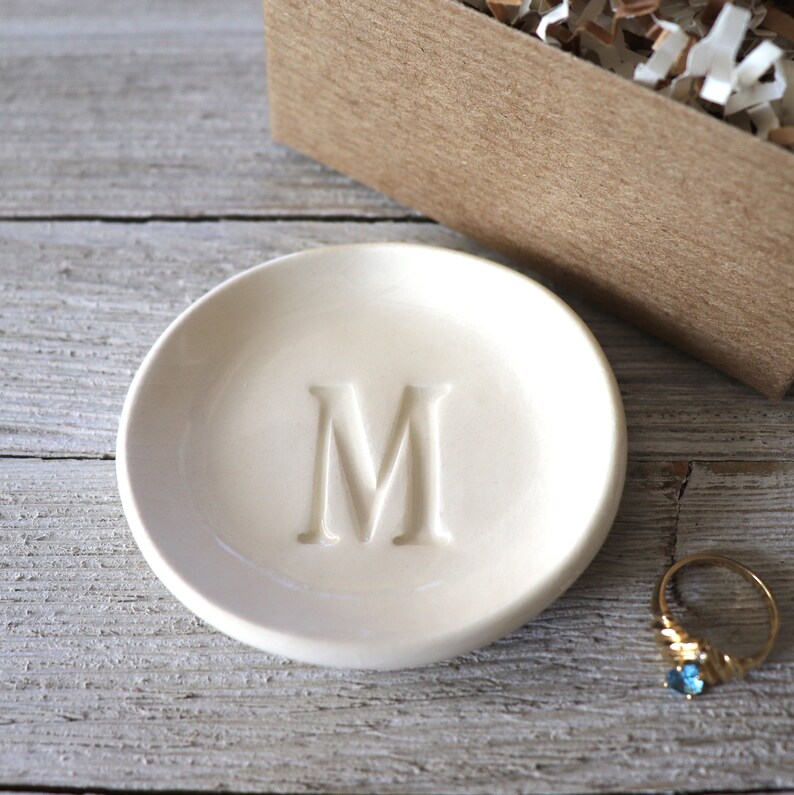 Ring dish Monogram ring holder jewelry dish Custom initial Etsy