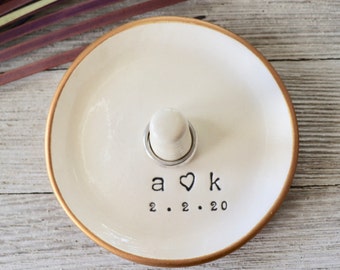 Engagement Gift, Personalized Ring Cone Dish, Custom Bridal Shower Gift, Anniversary Gift for Couple