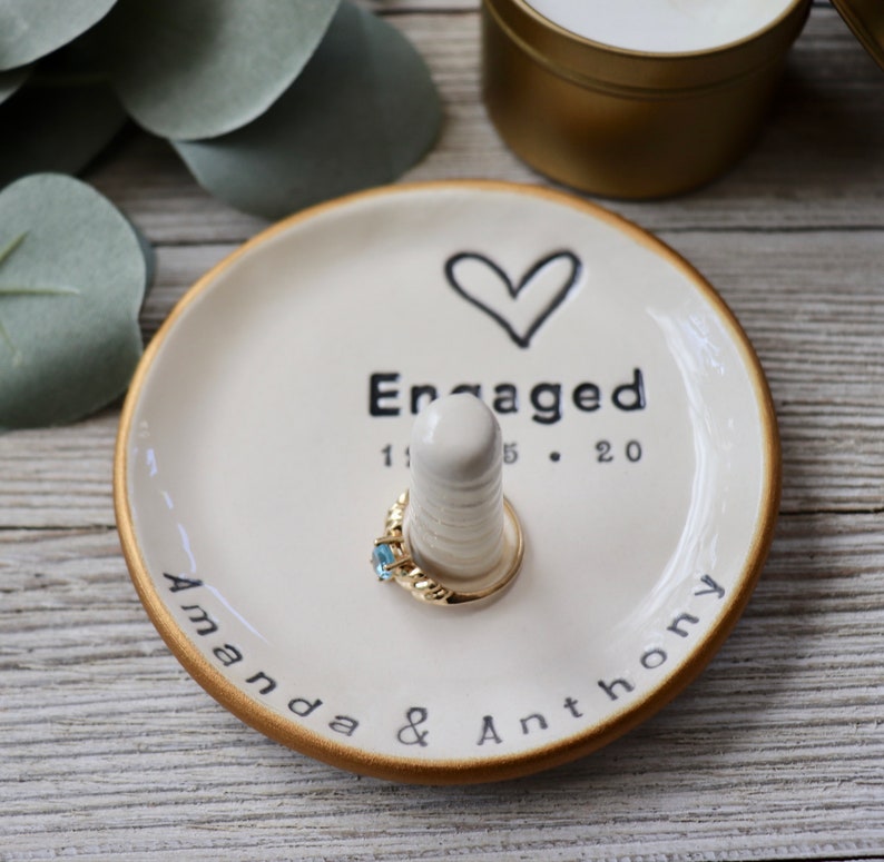 Ring Holder Engagement, Ring Cone, Personalized, Ring Stand Dish, Custom Bride to Be Gift image 9