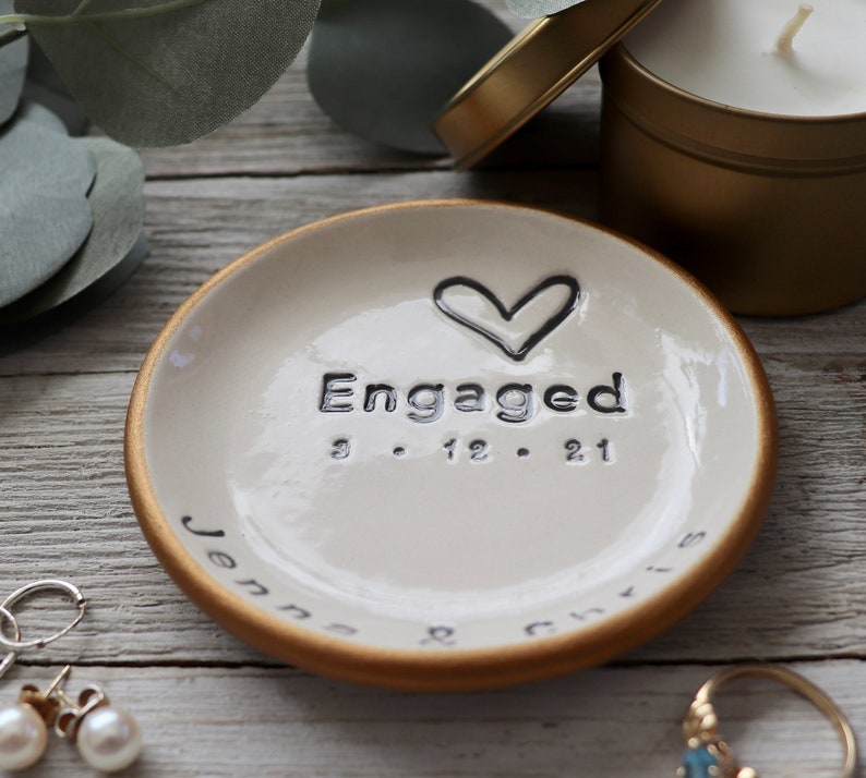 Engagement Gift, Ring Dish, Ring Holder, Personalized, Engagement Ring Dish, Bride To Be, Gift for Her image 7