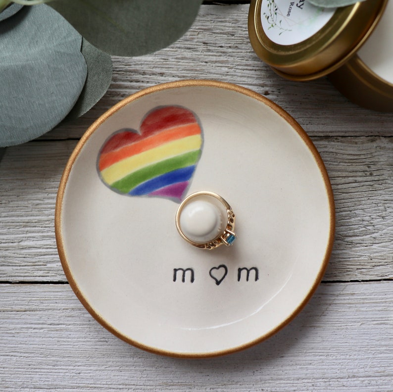Rainbow Ring Dish Rainbow Heart Ring Holder Personalized Pride Gift