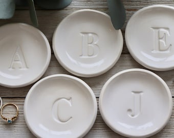 Ring Dish, Ring Holder, Monogram, Jewelry Dish, Custom Initial Tray, Small, Bridesmaid Gift, Engagement Gift