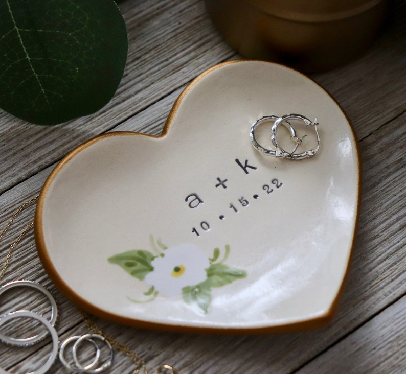 Ring Dish, Heart, Bride Gift Personalized, Gift for Her, Ring Holder, Custom Ring Dish image 7