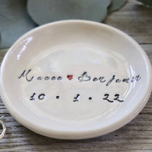Ring Dish Personalized, Ceramic Ring Holder, Engagement Gift, Wedding Gift for Son, Wedding Gift for Daughter image 4