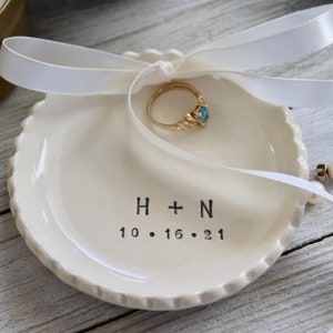 Personalized Wedding Ring Holder, Ring Bearer Pillow Alternative, Monogrammed Ring Dish, Unique Ring Bearer image 5