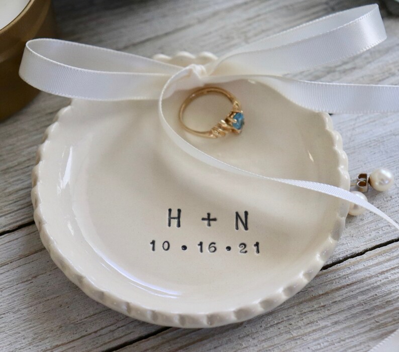 Personalized Wedding Ring Holder, Ring Bearer Pillow Alternative, Monogrammed Ring Dish, Unique Ring Bearer image 5