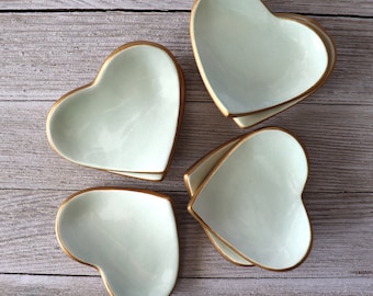 Heart Ring Holder, Ring Dish, Light Green, Bridesmaid Proposal, Bridesmaid Gifts, Gold, Gift Boxed, MADE TO ORDER