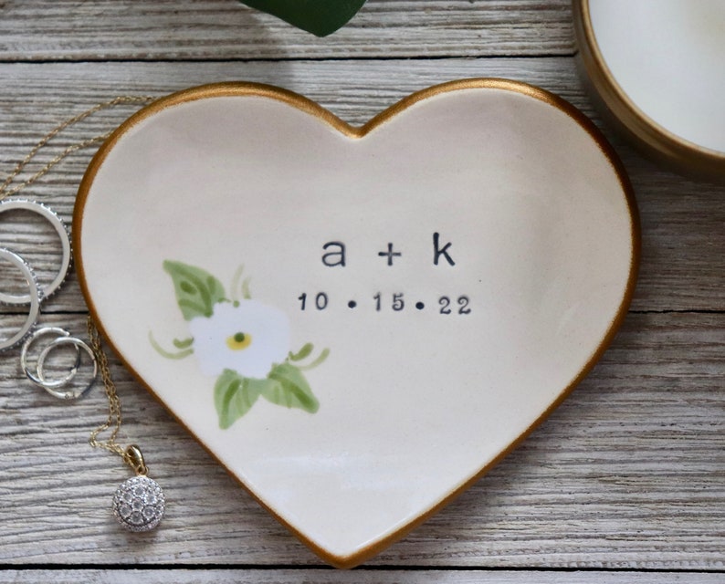 Ring Dish, Heart, Bride Gift Personalized, Gift for Her, Ring Holder, Custom Ring Dish image 8