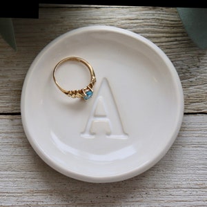 Ring Dish, Ring Holder, Monogram, Jewelry Dish, Custom Initial Tray, Small, Bridesmaid Gift, Engagement Gift image 5