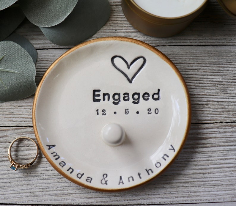 Ring Holder Engagement, Ring Cone, Personalized, Ring Stand Dish, Custom Bride to Be Gift image 8