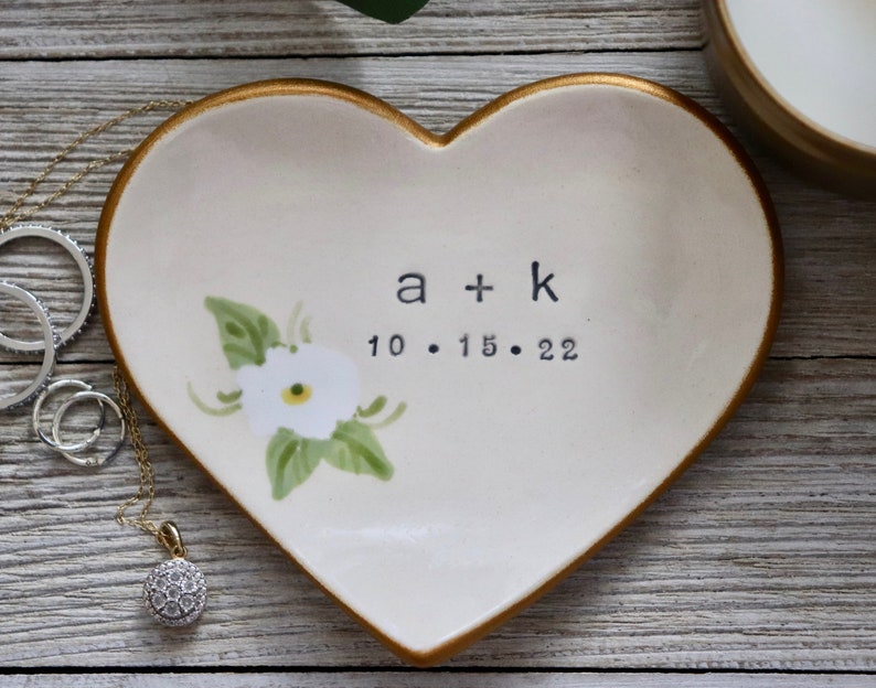 Ring Dish, Heart, Bride Gift Personalized, Gift for Her, Ring Holder, Custom Ring Dish image 6