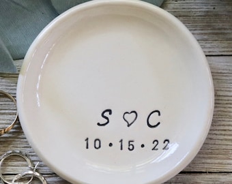 Ceramic Ring Dish, Ring Dishes, Ring Holder, Trinket Dish, Gifts for the Couple, Handmade Personalized Pottery