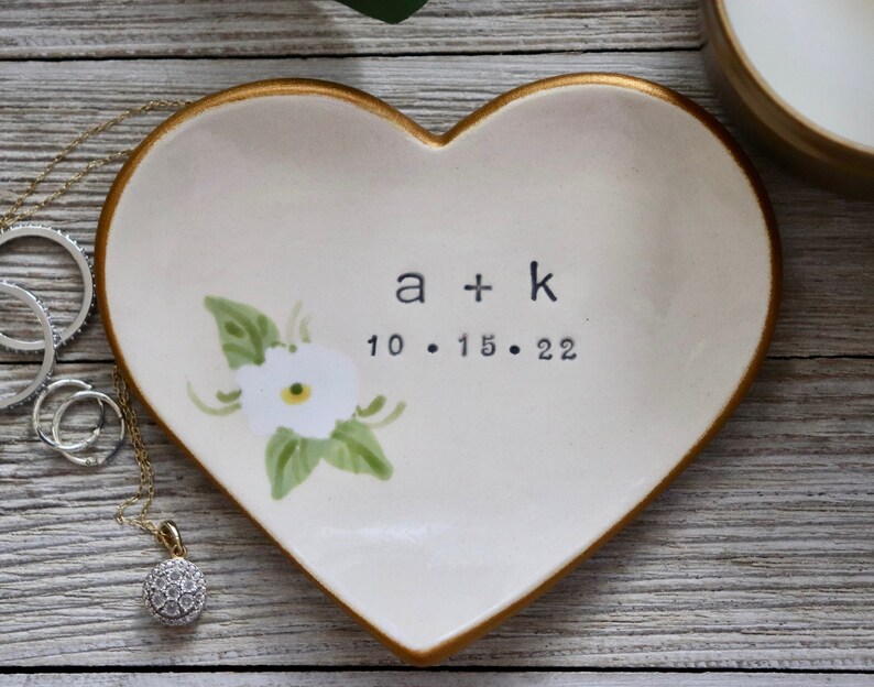 Ring Dish, Heart, Bride Gift Personalized, Gift for Her, Ring Holder, Custom Ring Dish image 4