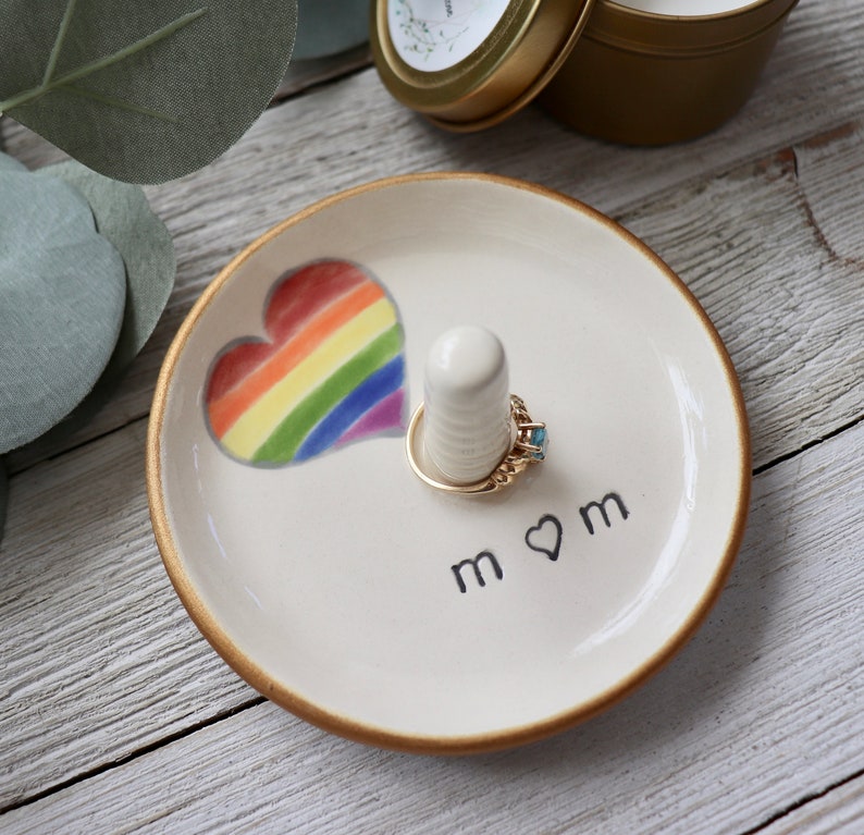 Rainbow Ring Dish Rainbow Heart Ring Holder Personalized Pride Gift