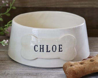 Personalized Ceramic Dog Bowl | Handmade Custom Water Dish for Small to Medium Pets | Unique Gift