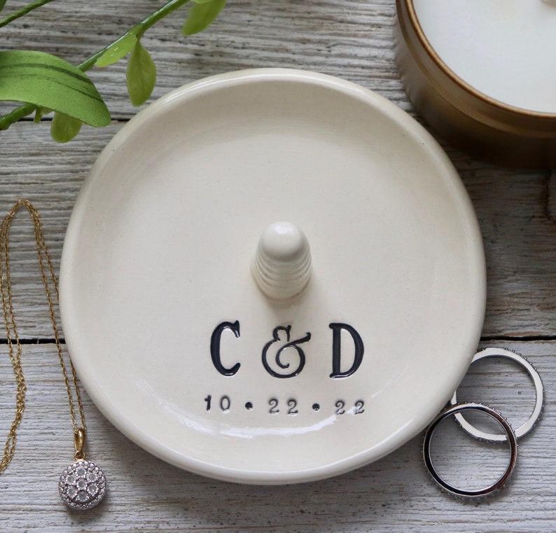 Bridal Shower Gift for Bride, Ring Dish Personalized, Engagement Gift, Wedding Gift, Ring Cone Ring Holder, Gay Wedding Gift image 5