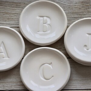 Ring Dish, Ring Holder, Monogram, Jewelry Dish, Custom Initial Tray, Small, Bridesmaid Gift, Engagement Gift image 4