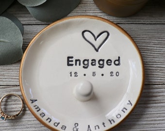 Ring Holder Engagement, Ring Cone, Personalized, Ring Stand Dish, Custom Bride to Be Gift