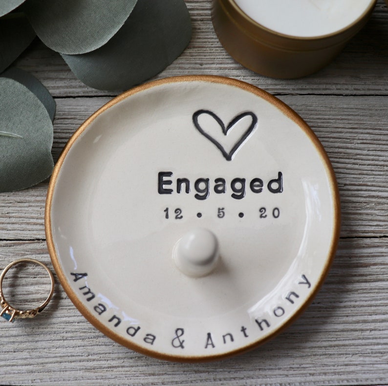 Ring Holder Engagement, Ring Cone, Personalized, Ring Stand Dish, Custom Bride to Be Gift image 1
