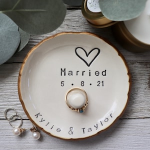 Personalized Ring Holder, Custom Wedding Gift, Handmade Pottery Wedding