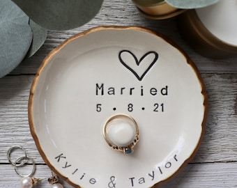 Personalized Ring Holder, Custom Wedding Gift, Handmade Pottery Wedding