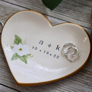 Ring Dish, Heart, Bride Gift Personalized, Gift for Her, Ring Holder, Custom Ring Dish image 2