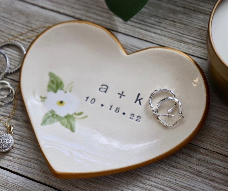 Ring Dish, Heart, Bride Gift Personalized, Gift for Her, Ring Holder, Custom Ring Dish image 2