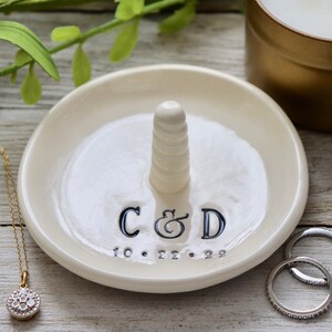 Bridal Shower Gift for Bride, Ring Dish Personalized, Engagement Gift, Wedding Gift, Ring Cone Ring Holder, Gay Wedding Gift image 3