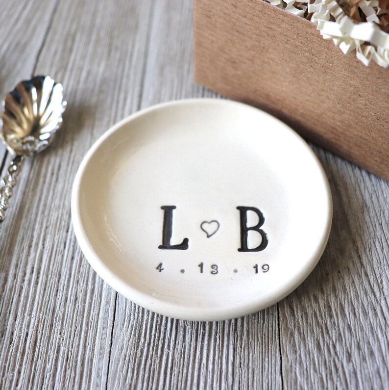 Wedding Ring Dish, Ring Holder, Engagement Gift, Bridal Shower Gift, Unique Engagement Gift, Ring Dish, Personalized Gift, Monogram Dish image 6