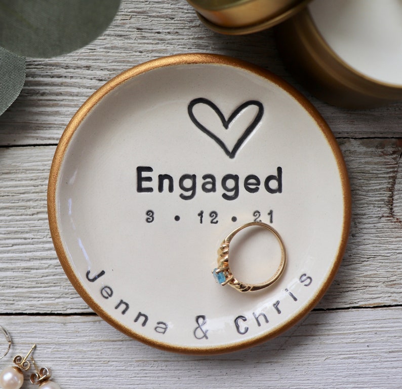 Engagement Gift, Ring Dish, Ring Holder, Personalized, Engagement Ring Dish, Bride To Be, Gift for Her image 3