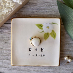 Wedding Gift for Her, Ring Dish, Ring Cone, Personalised, Engagement Gift, Botanical Home Decor