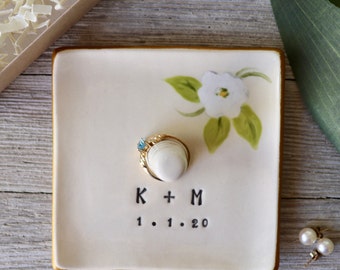 Wedding Gift for Her, Ring Dish, Ring Cone, Personalised, Engagement Gift, Botanical Home Decor