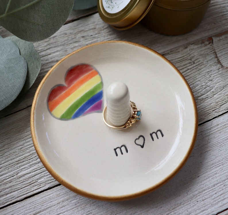 Rainbow Ring Dish Rainbow Heart Ring Holder Personalized Pride Gift